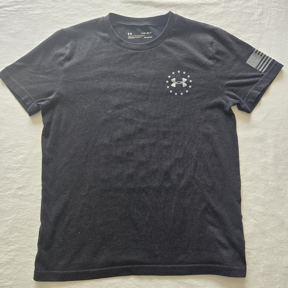 Under Armour Boys Black Short-Sleeve Freedom Tee, YLG
